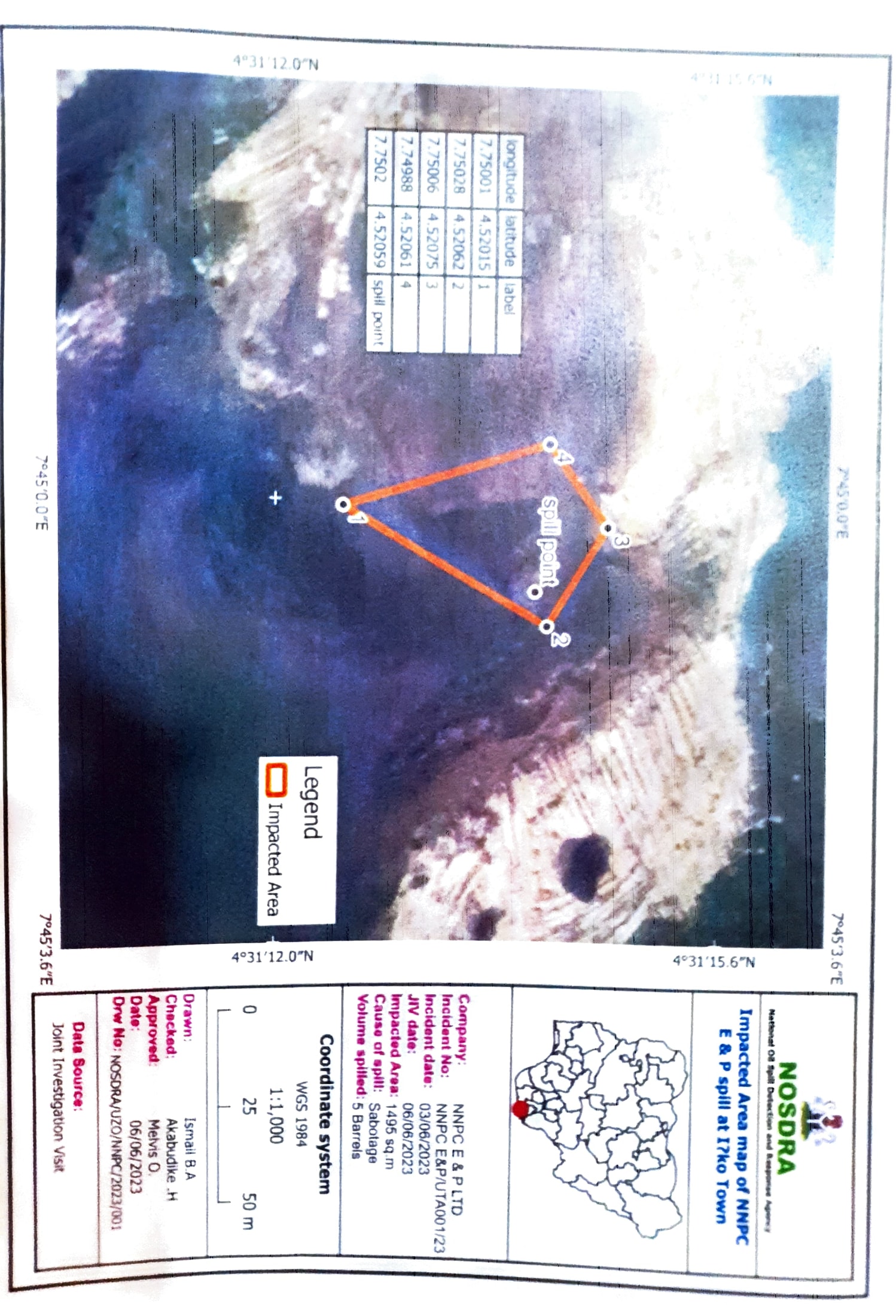 Oil spill map